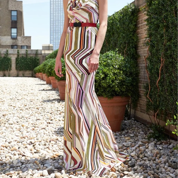 Carolina Herrera Silk Print Gown - Picture 2 of 4